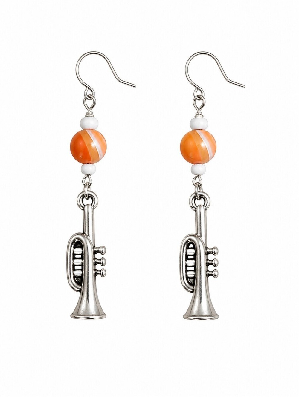 3/$30 HANDMADE agate czech glass trumpet dangle hook earrings